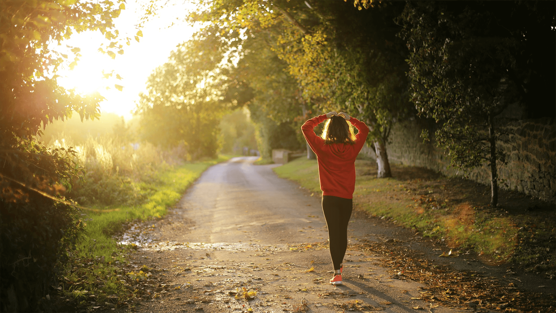 woman walking on path